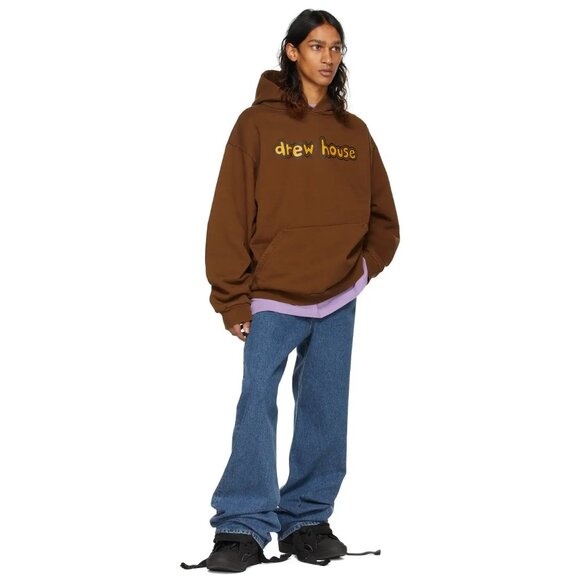 Like New Drew House Cartoon Font Brown Hoodie Sweatshirt,  Medium - Picture 3 of 7